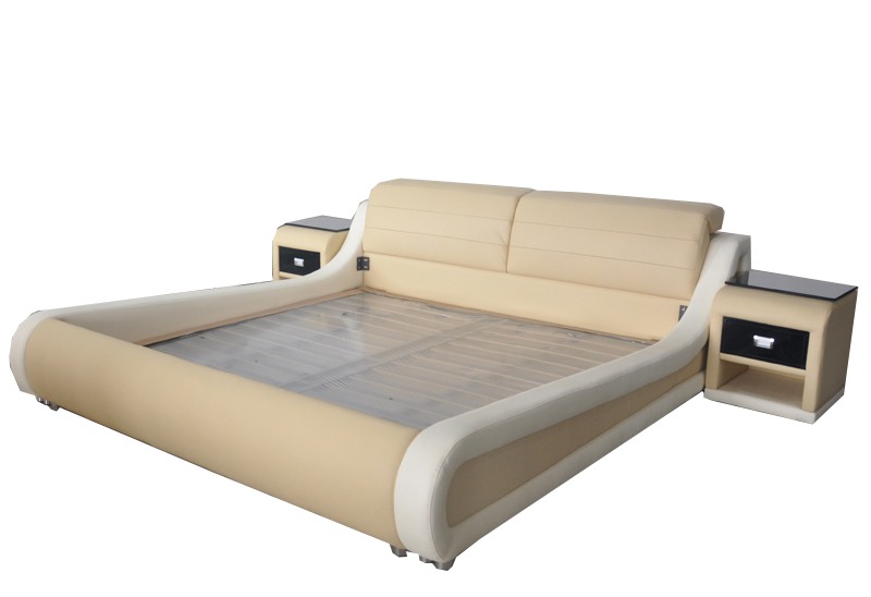 Doppel Luxus Design Leder Bett Polster Betten Moderne Hotel Multifunktion LB8831