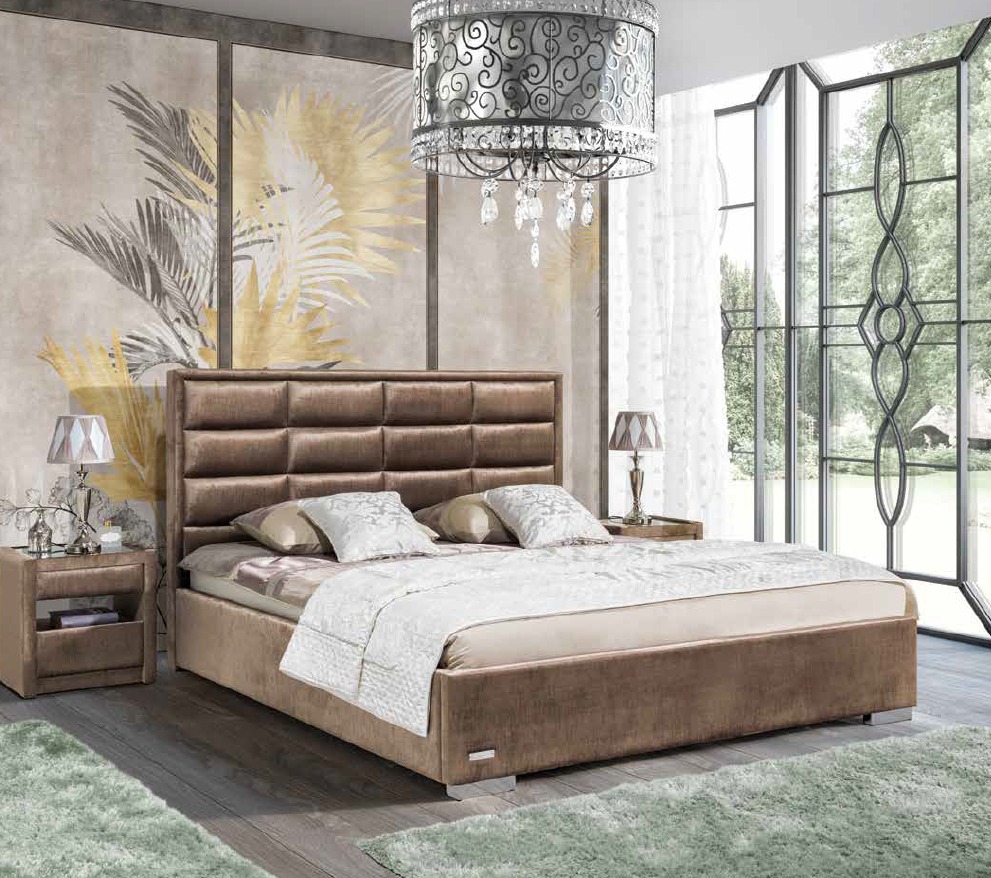 Designer Bett Schlafzimmer Betten Textil Leder Hotel Luxus Polster Samt