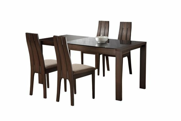 Italienische Möbel Designer Holz Glas Tisch Sitz Polster Ess Zimmer 4x Stuhl