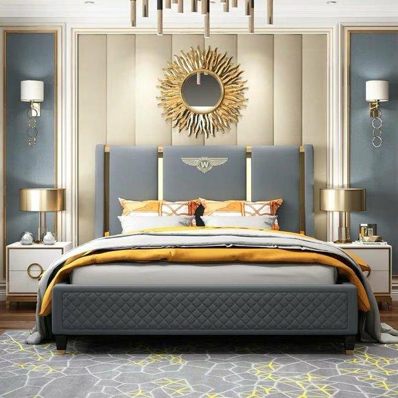 Bett Polster Design Luxus Doppel Hotel Betten Ehe Schlaf Zimmer Leder 180x200cm