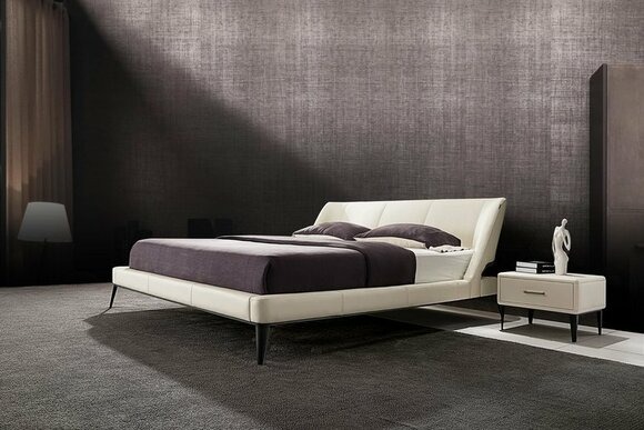 Doppel Bett Polster Design Luxus Hotel Ehe Schlaf Zimmer Leder 180x200cm