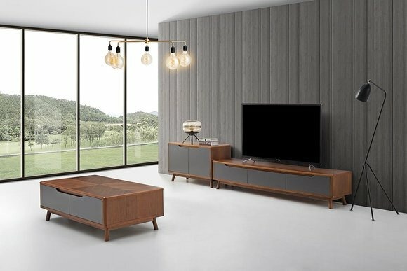 Design Wohnwand Sideboard Kommode Couchtisch Holz Wand Schrank