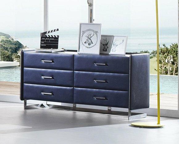 Edle Design Kommode Leder XXL Big Kommoden Luxus Schwarz Schrank