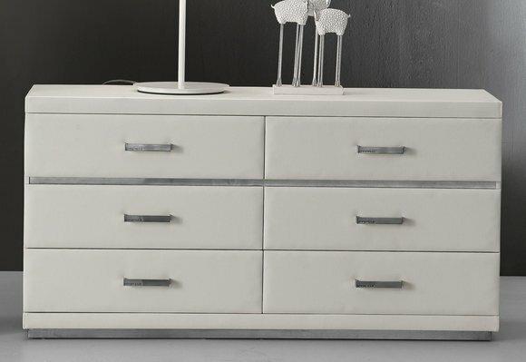 Edle Design Kommode Leder XXL Kommoden Luxus Weiß Schrank Sideboard