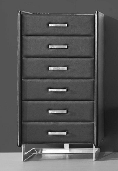 Edle Luxus gepolsterte Sideboard Schrank Kommode Weiß Leder Metall