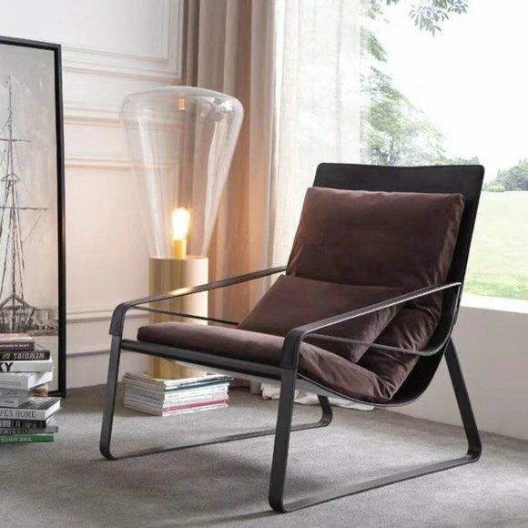 Lounge Club Sessel Fernseh Leder Sofa 1 Sitzer Polster Metall Couch