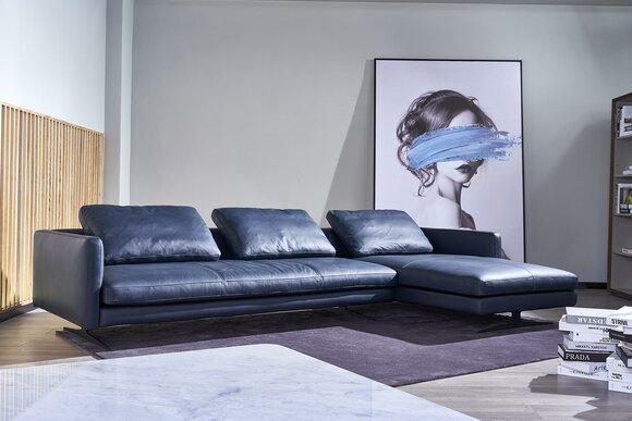 Leder Sofa Couch Eck Garnitur Wohn Zimmer Sitz Landschaft L Form Luxus