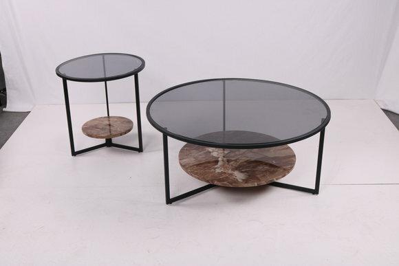 Couch Tisch Kaffee Beistell Design Luxus Rund Tische Sofa 2x Set Garnitur Neu