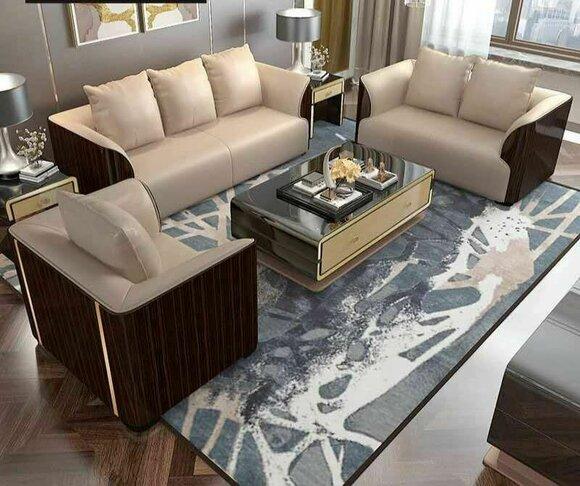 Designer Wohn Zimmer Sitz Möbel Couch Polster Leder Garnitur 3+2+1 Sofa