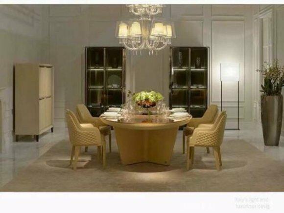 Design Rund Tisch 6x Sessel Stühle Ess Zimmer Sitz Polster Garnitur Runde