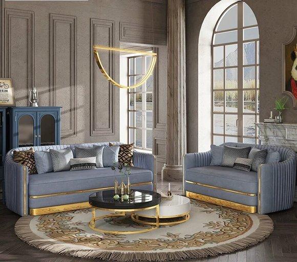 Design Sofa Garnitur Polster Sitz Couchen Garnituren Textil Couch Luxus