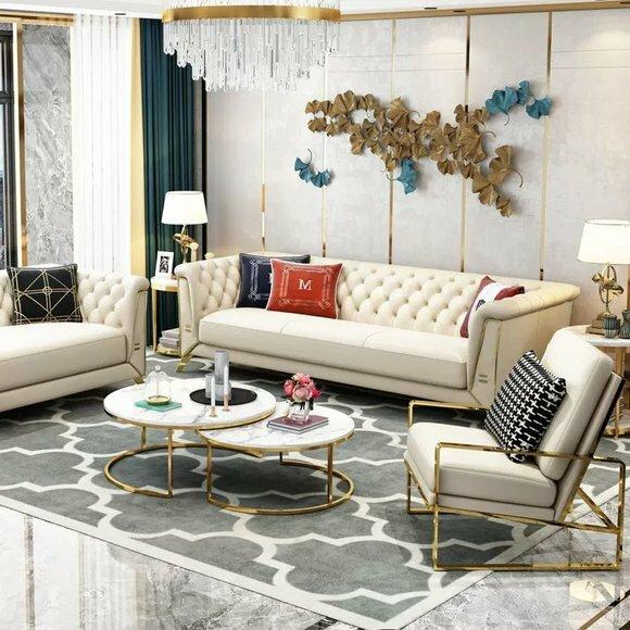 Sofa Chesterfield Couch Polster Sitz 3+2 Sitzer Garnitur Design Couchen Sofas