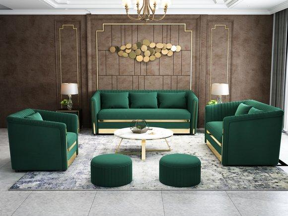 Sofa Stoff Couch Polster Sitz 3+1 Sitzer Garnitur Design Couchen Sofas Metall