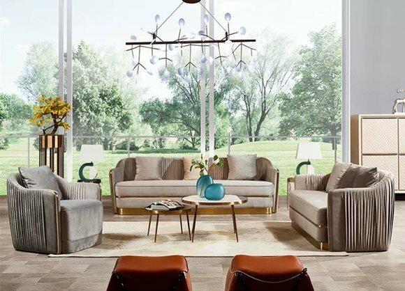Garnitur Couch Polster Leder Sofa Couchen Polster Sitz 3+2 Designer