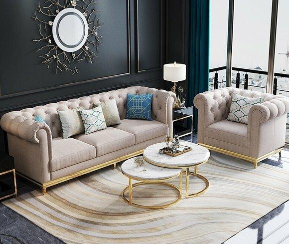 Metall Edelstahl Chesterfield Leder Sofa Couch Polster Garnitur Couchen