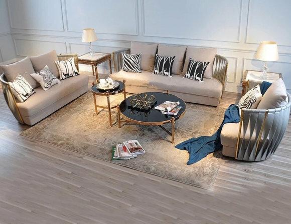 Edelstahl Couch Sitz Garnitur Sofa 3+2 Leder Wohnzimmer Neu Polster