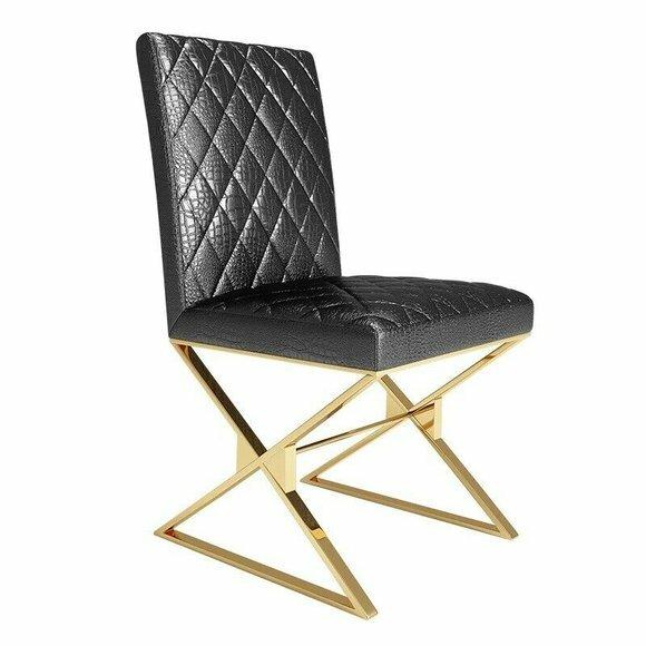 Stuhl 1x Ess Zimmer Club Stühle Polsterstuhl Sessel Metall Lounge Designer