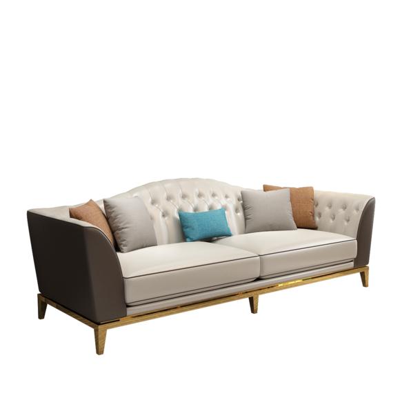 Chesterfield Edelstahl Couch Sitz Leder Wohnzimmer Polster Sofa 3+2 Garnitur