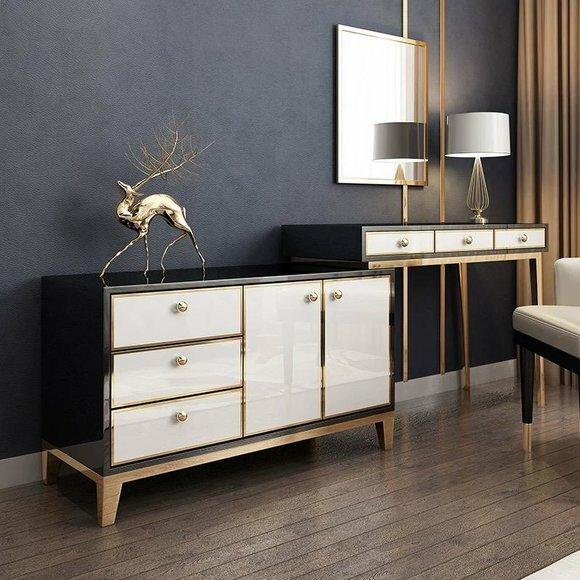 Konsolen Schmink Tische Tisch Designer Holz Kommode Side Board Kommode