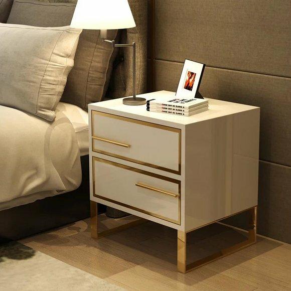 Nacht Tisch Konsole Beistell Schlaf Zimmer Metall Glanz Tische Konsolen Design