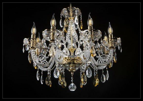 Decken Pendel Kronleuchter Bohemia Kristalle Luster Goldene Lampe