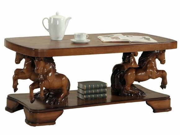 Echte Handarbeit Pferde Holz Tisch Couch Tische Beistell 137cm Sofa