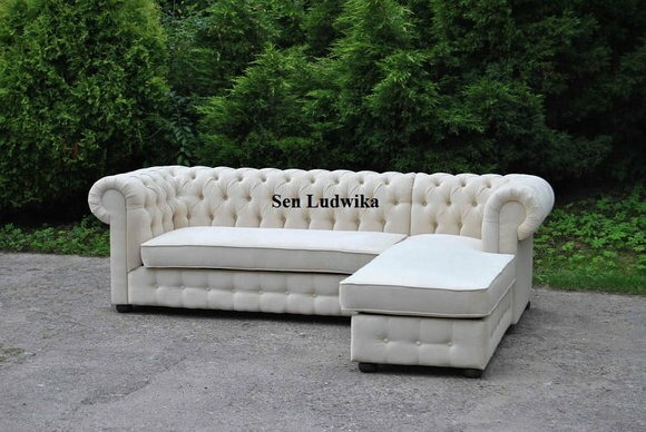 Chesterfield Ecksofa L-Form Stoff Design Couch Polster Sitz Sofa Textil