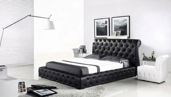 Design Bett Polsterbett Doppelbett Stoffbett Bettgestell Modern Chesterfield Neu