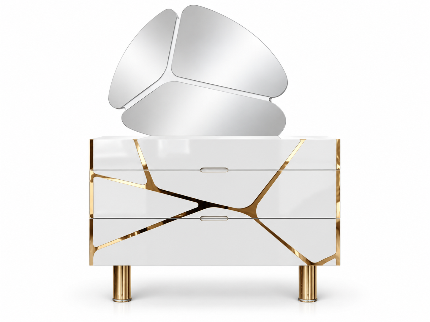 Kommode Weiße Spiegelkommode – Elegantes Möbelset für Ihr Schlafzimmer Sofort