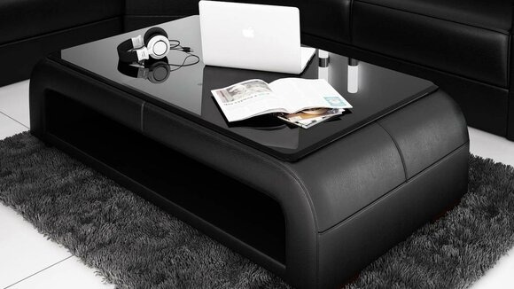 Sofatisch Design Tisch Wonzimmer Glas Leder Couch Beistell Sofa Kaffee Tische