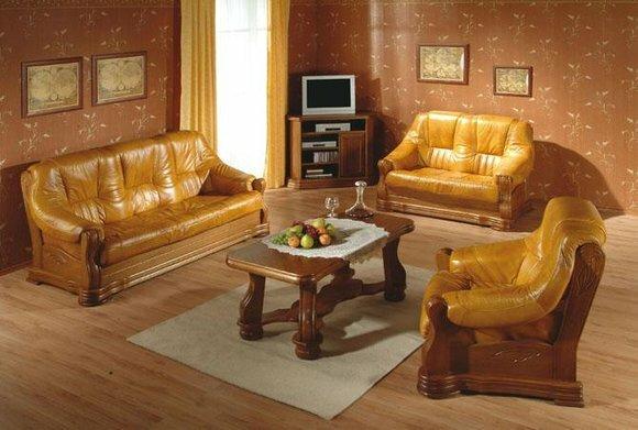 Klassische Wohnzimmer Möbel Sofagarnitur Ledersofa Sitzpolster Sofa Couch