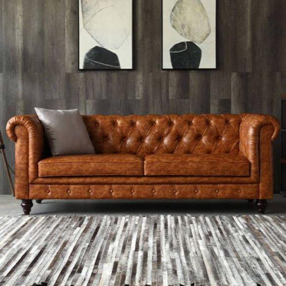 Chesterfield Leder Polster Design Sofa Luxus Couch Klassische Sofa 3 Sitzer Neu