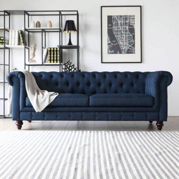 Design Chesterfield Sofagarnitur 3-Sitzer Stoff Couch Polster Sofas Sofa Sitz