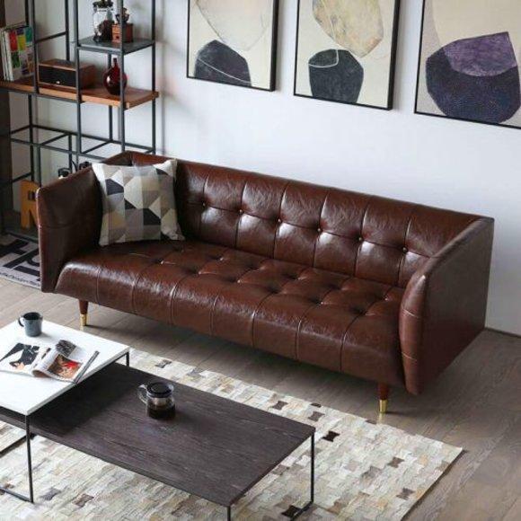 Chesterfield 3 Sitzer Sofa Ledersofa Couch Polster Sitz Garnitur 3er Sofas