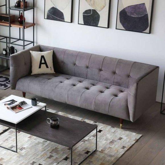 Chesterfield 3 Sitzer Sofa Stoffsofa Couch Polster Sitz Garnitur 3er Sofas Neu