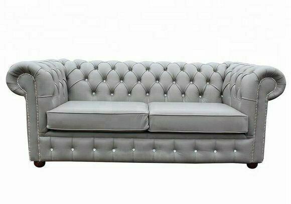 Graue Chesterfield Couch Büro Sofa Emfpangs Couchen Leder Textil Neu