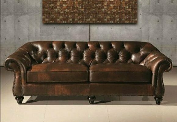 Chesterfield Sofa Couch Polster Stoff Leder Couchen Polster Garnitur 3 Sitzer