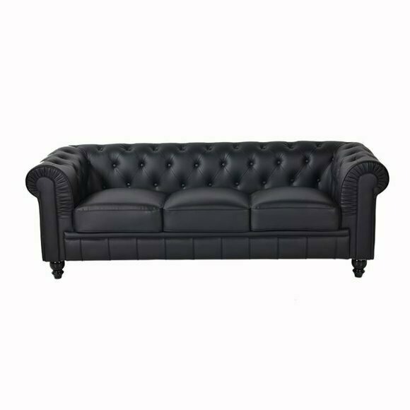 jvmoebel ® Textil Sofa Couch - Schwarz Polster Dreisitzer Couch Garnitur