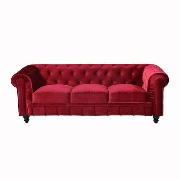 jvmoebel ® - Leder Sofa Couch - Rote Polster Dreisitzer Couch Garnitur