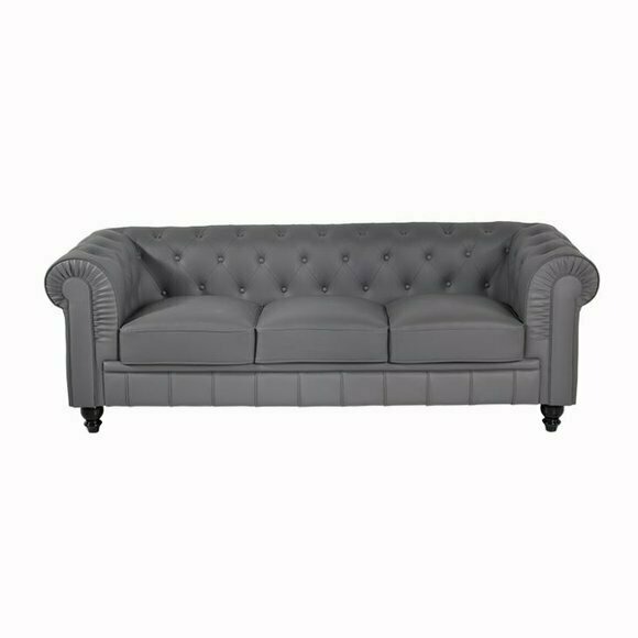 Couch Grau Chesterfield Büro Sofa Emfpangs Couchen Leder Textil Neu