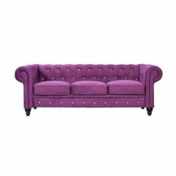 Textil Sofa Couch - Violet Polster Dreisitzer Couch Garnitur Dreier