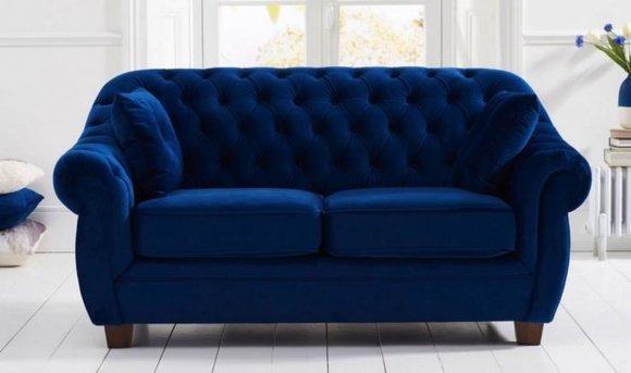 jvmoebel ® - Textil Sofa Couch - Blaue Polster Zweisitzer Couch Garnitur