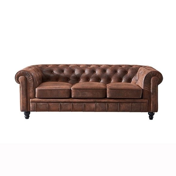 Chesterfield Sofa Couch Polster Stoff Leder Couchen Polster Garnitur 3 Sitzers