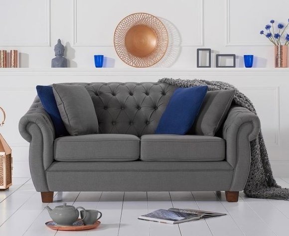 Klassische Leder Couch - Textil Chesterfield Stoff Sofa 2 Sitzer Neu jvmoebel ®