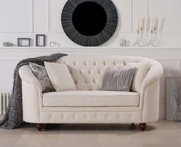 Klassische Textil Couch - Beige Chesterfield Stoff Sofa 2 Sitzer Neu jvmoebel ®