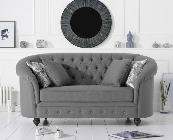 Klassische Textil Couch - Graue Chesterfield Stoff Sofa 2 Sitzer Neu jvmoebel ®