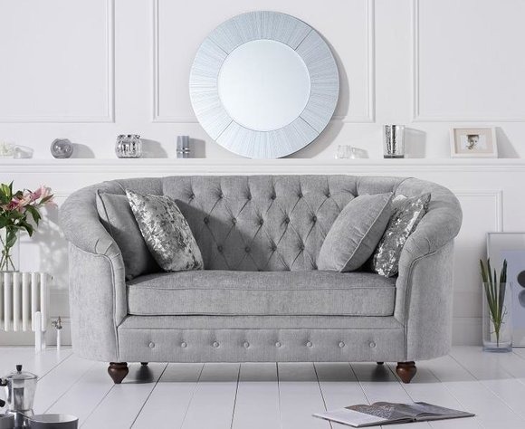 jvmoebel ® - Landhaus Designer Couch - Chesterfield Textil Sofa Grau Stoff Neu