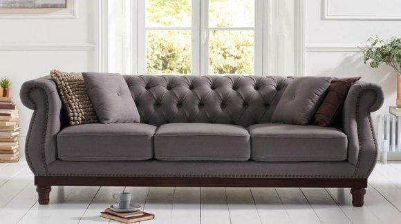 Chesterfield Sofa Couch Polster Stoff Leder Couchen Polster Garnitur Holz