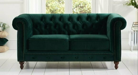 jvmoebel ® - Textil Sofa Couch - Grüne Polster Zweisitzer Couch Garnitur