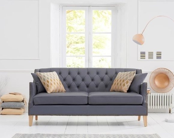 Couch Graue Chesterfield Büro Sofa Emfpangs Couchen Leder Textil Neu